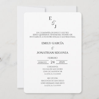 Convites invitación blanco y negro minimalista