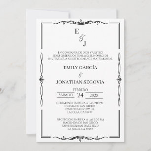Convites invitación blanco y negro minimalista