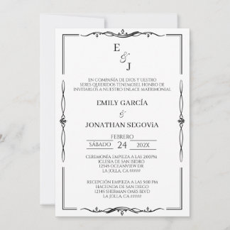 Convites invitación blanco y negro minimalista
