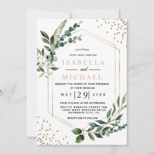 Convites Invitación Boda Eucalipto Geométrico Rústico y