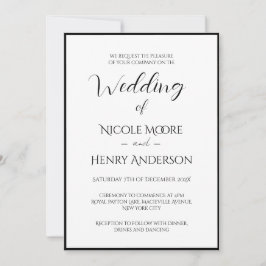 Convites Invitación Boda Minimalista Blanco Y Negro Foto