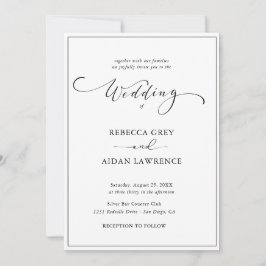 Convites Invitación  Boda simple de fotografías en blanco y