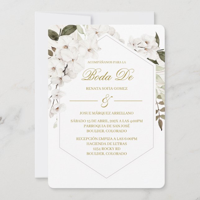 Convites Invitación Boho blanco para boda  (Frente)