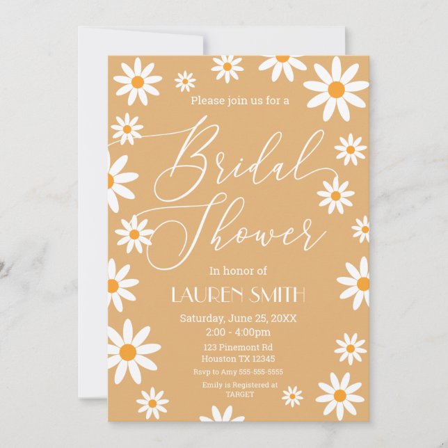Convites Invitación Boho Daisies Bridal Shower party (Frente)