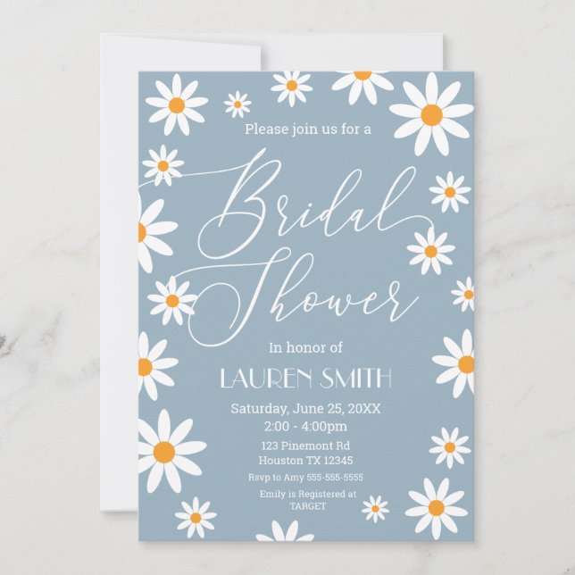 Convites Invitación Boho Daisies Bridal Shower party (Frente)