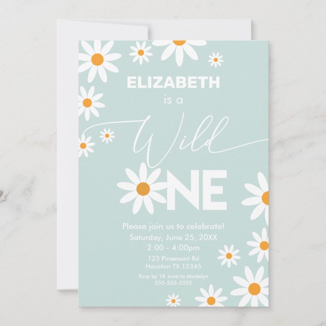 Convites Invitación Boho Daisies Wild One Birthday Party in (Frente)