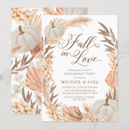 Convites Invitación Boho Pampas Pumpkin White Fall Engageme