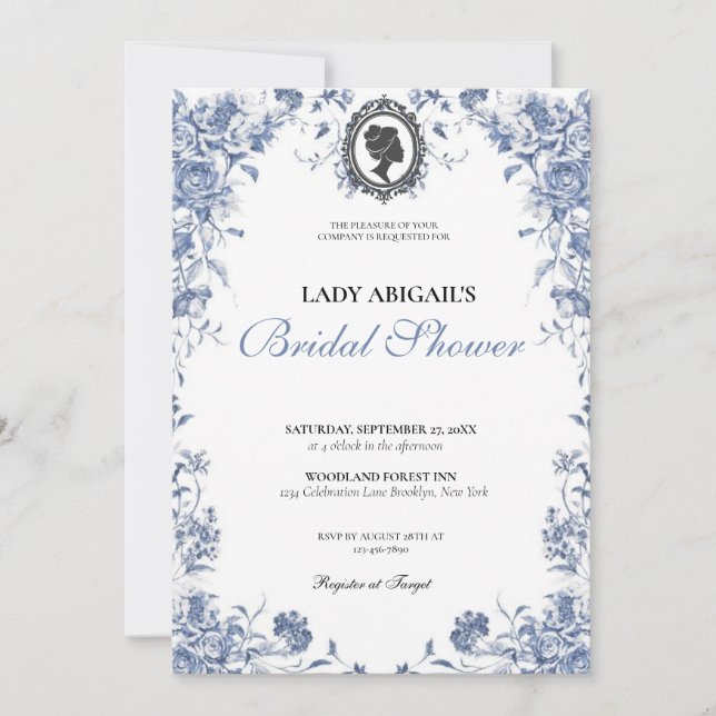 Convites Invitación Budget Purple Florals Bridgerton Bridal (Frente)