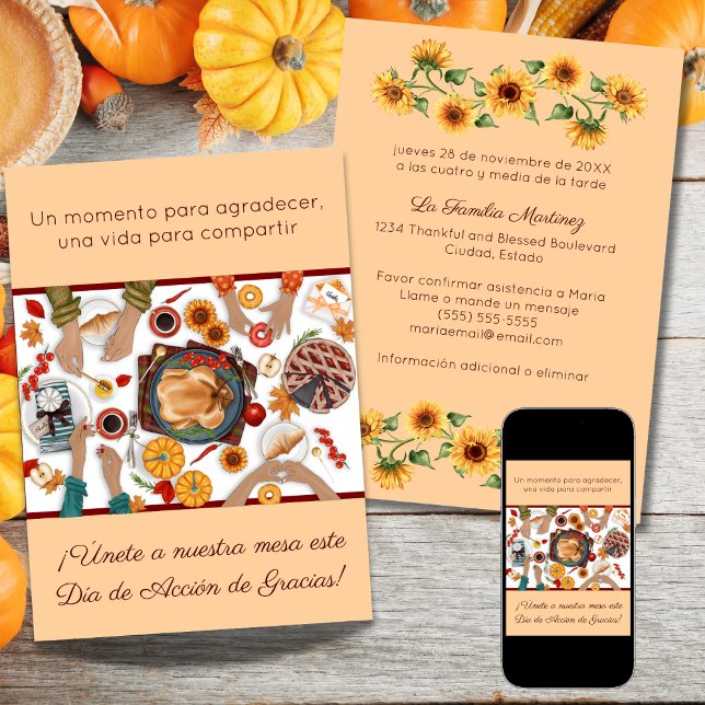 Convites Invitación Cena de Acción de Gracias Mesa Família (Criador carregado)