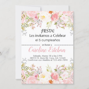 Convites Invitación cor-de-rosa pincelada, floral, garota n