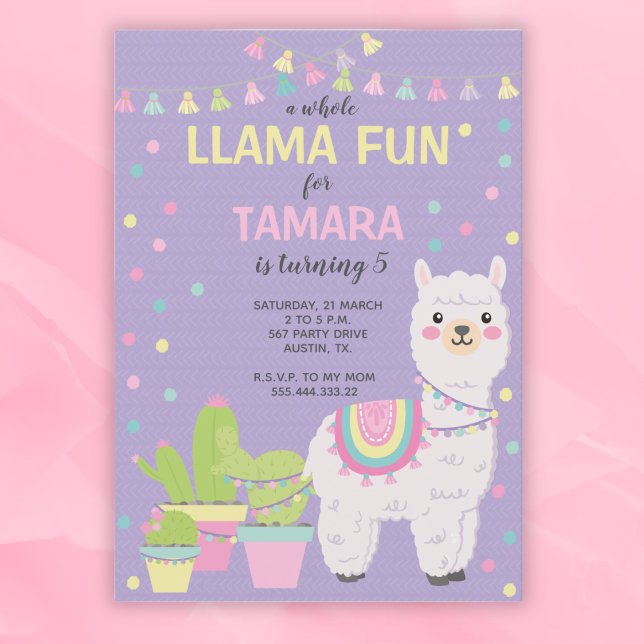Convites Invitación cumpleaños de Llama, llama divertida, c (Criador carregado)