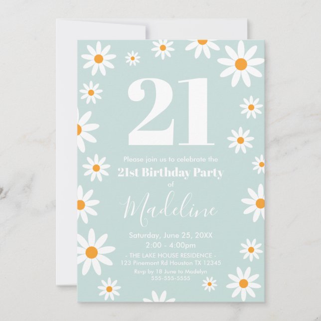 Convites Invitación Daisies Birthday Party Invitation (Frente)