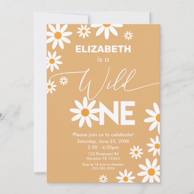 Convites Invitación Daisies Wild One Birthday Party invitat (Frente)