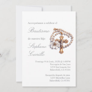 Convites Invitación de bautismo con crucifijo