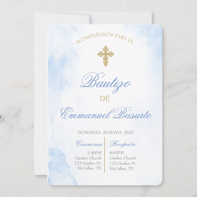 Convites Invitación de bautismo para niño (Frente)