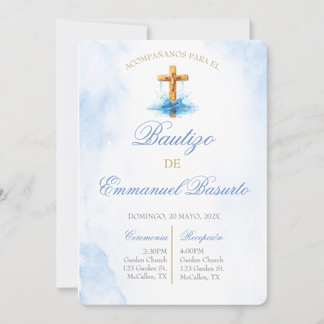 Convites Invitación de bautismo para niño (Frente)