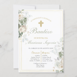 Convites Invitación de bautismo sage en español