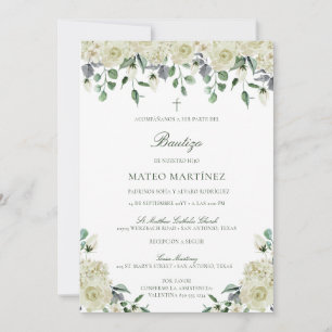 Convites Invitación de Bautizo con Flores Baptism