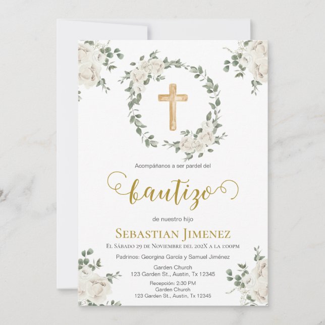 Convites Invitación de bautizo en español (Frente)