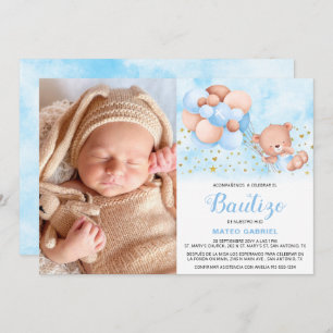Convites Invitación de Bautizo para Niño con Foto Baptism