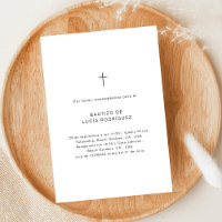 invitación de bautizo sencilla en blanco y negro