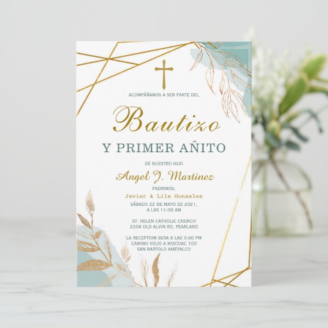 Convites Invitación de Bautizo Y Primer Añito (Em pé/Frente)