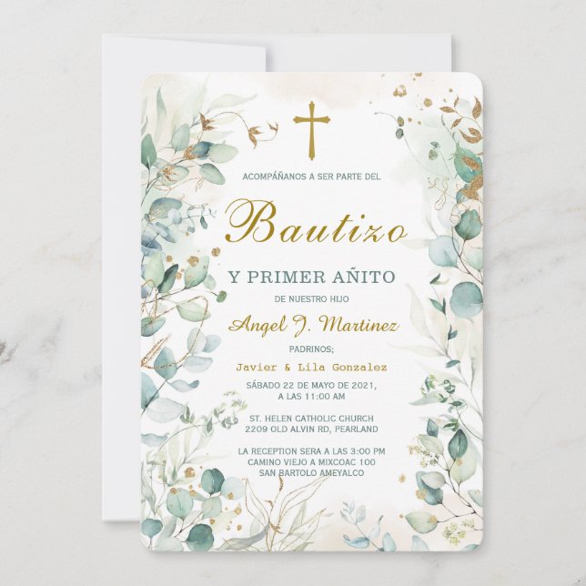 Convites Invitación de Bautizo Y Primer Añito (Frente)