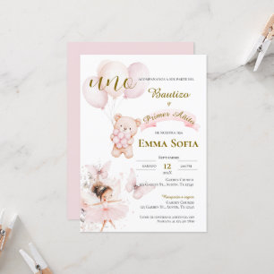Convites Invitación de Bautizo y primer año en español