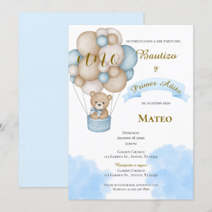 Convites Invitación de Bautizo y primer año en español