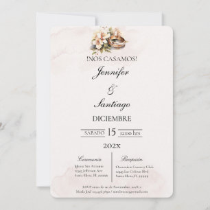 Convites Invitación de boda beige con anillo