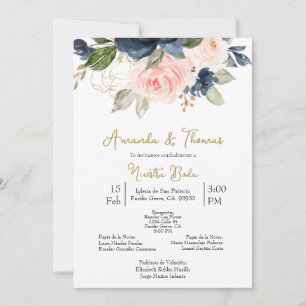 Convites Invitación de boda con flores de primavera