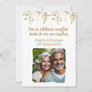 Convites Invitación de boda de oro de 50 años con foto
