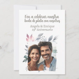 Convites Invitación de boda de plata de 25 años con foto