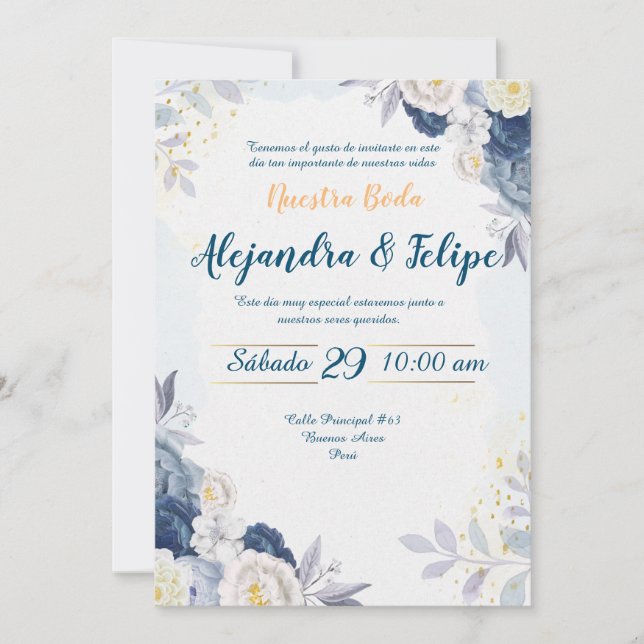 Convites Invitación de Boda Elegante y Personalizada (Frente)