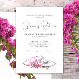 Convites Invitación de Boda en Español Flores Sombreros