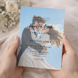 Convites Invitación De Boda Foto Descolorida Caligrafía