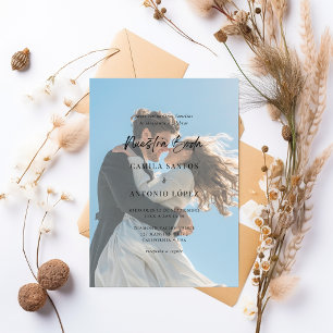 Convites Invitación De Boda Foto Descolorida Caligrafía