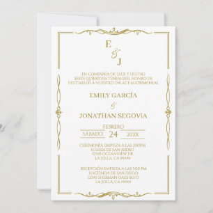 Convites invitación de boda minimalista oro