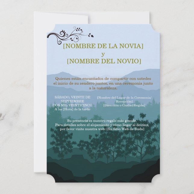 Convites Invitación de Boda Rústica Elegante (Frente)