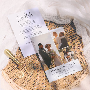 Convites Invitación de Boda Todo en Uno Elegante 3 Fotos