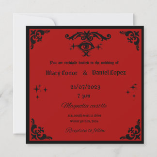 Convites invitacion de bodas gotica roja y negro