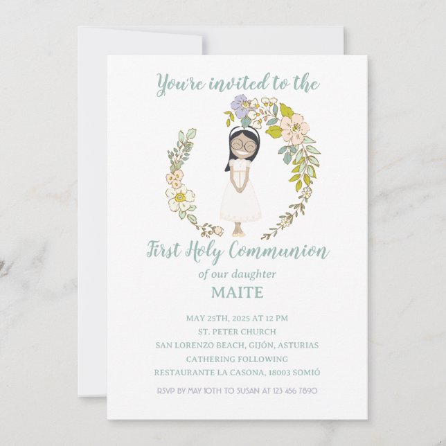 Convites Invitación de Comunión MAITE (Frente)