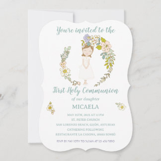 Convites Invitación de Comunión MICAELA
