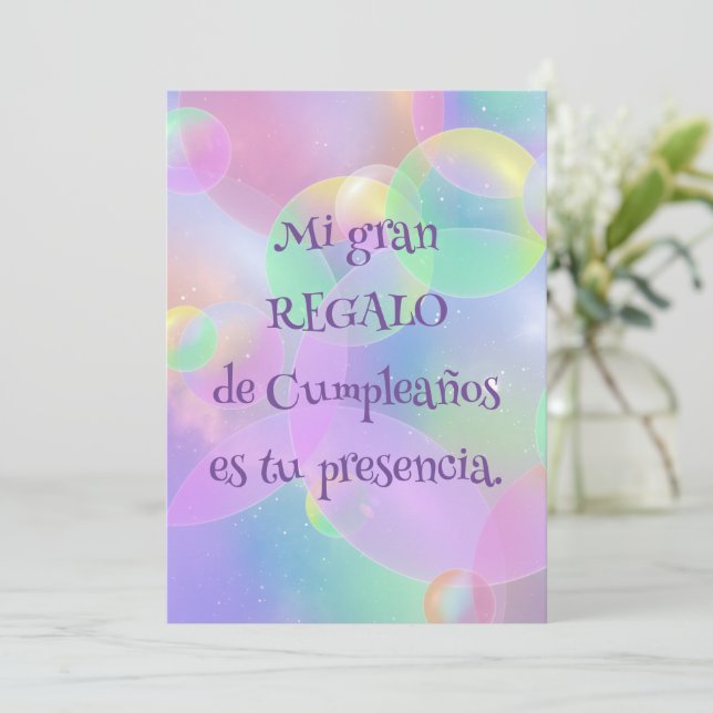 Convites Invitación de Cumpleaños - Burbujas (Em pé/Frente)