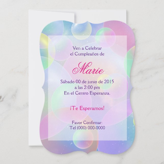 Convites Invitación de cumpleaños - Burbujas (Frente)