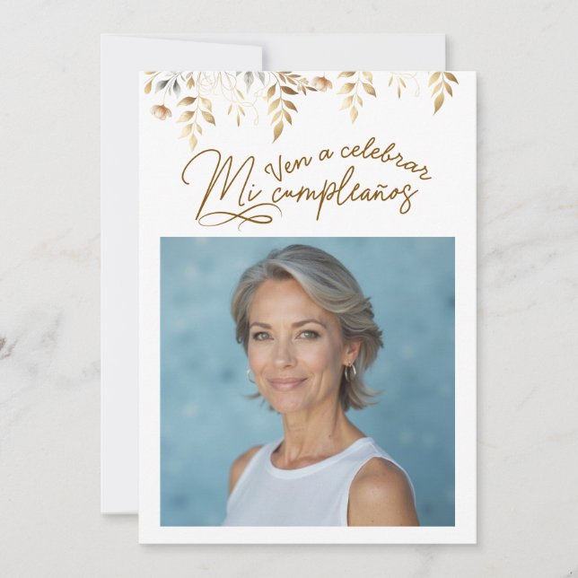 Convites Invitación de cumpleaños de 50 años con foto (Frente)