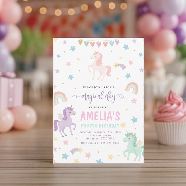 Convites Invitación de cumpleaños de Unicornio por capricho (Criador carregado)