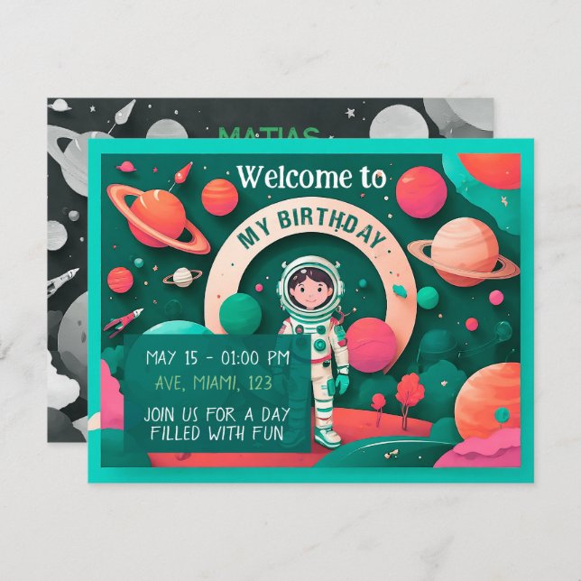 Convites Invitación de cumpleaños personalizada (Frente/Verso)