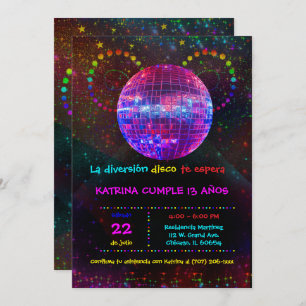 Convites Invitación de Cumpleaños Temática Disco Para Niños
