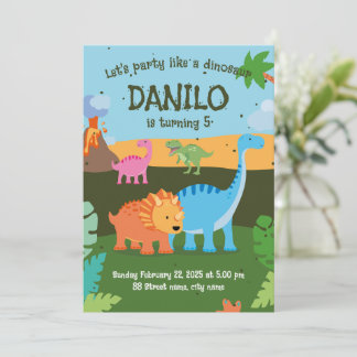 Convites Invitación de fiesta de cumpleaños Dinosaurios